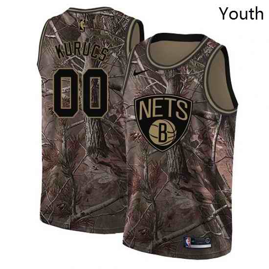 Youth Nike Brooklyn Nets 00 Rodions Kurucs Swingman Camo Realtree Collection NBA Jersey